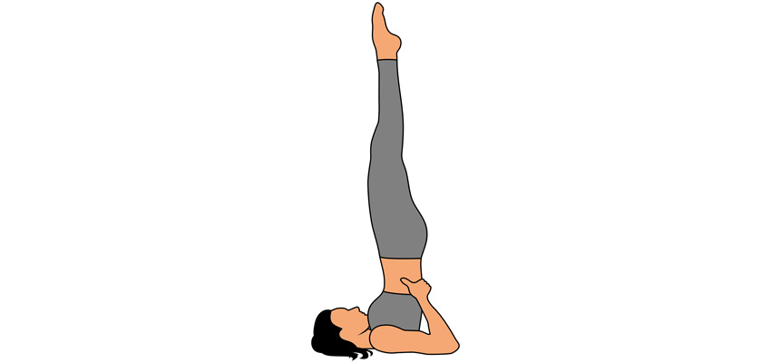 The Girl Practices Yoga In A Candle Pose. The Black Silhouette Of A Woman  Doing Exercise, Legs Are Raised Up, Hands Support The Body Vertically.  Royalty Free SVG, Cliparts, Vectors, and Stock