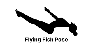 Flying fish pose yoga workout silhouette on the white background. Vector illustration