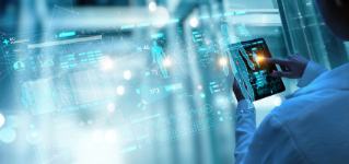 Medicine doctor working digital tablet for medical record of patient on interface. DNA.medical technology and futuristic concept.Digital healthcare and network on modern virtual screen.