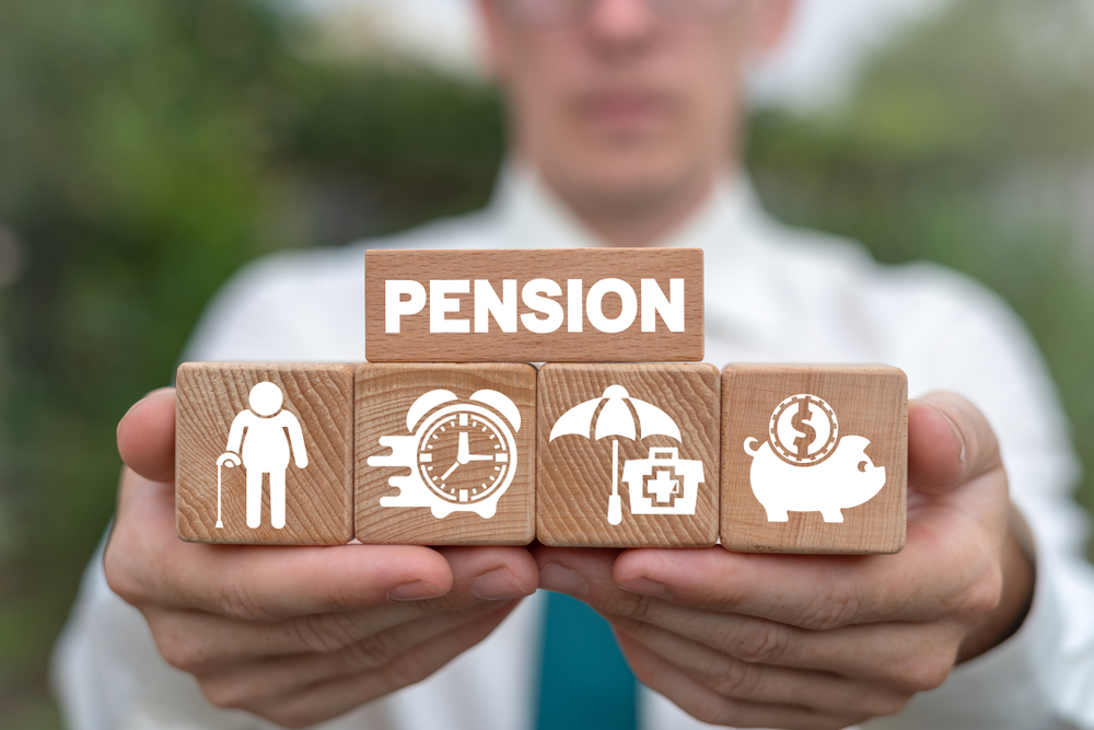 Concept of retirement planning. Pension savings and elderly finance health safety.