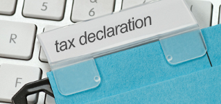 blue hanging file for tax declaration