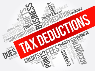 Tax Deductions word cloud collage, business concept background