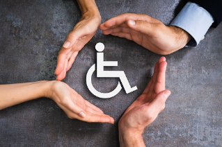 Disabled Icon. Worker Injury And Disability. Hands Protecting