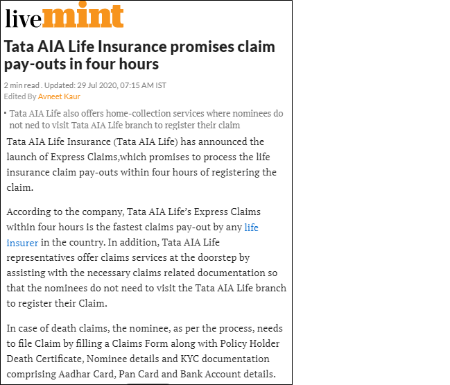 Tata AIA Life Insurance Company: Best Life Insurance Plans ...